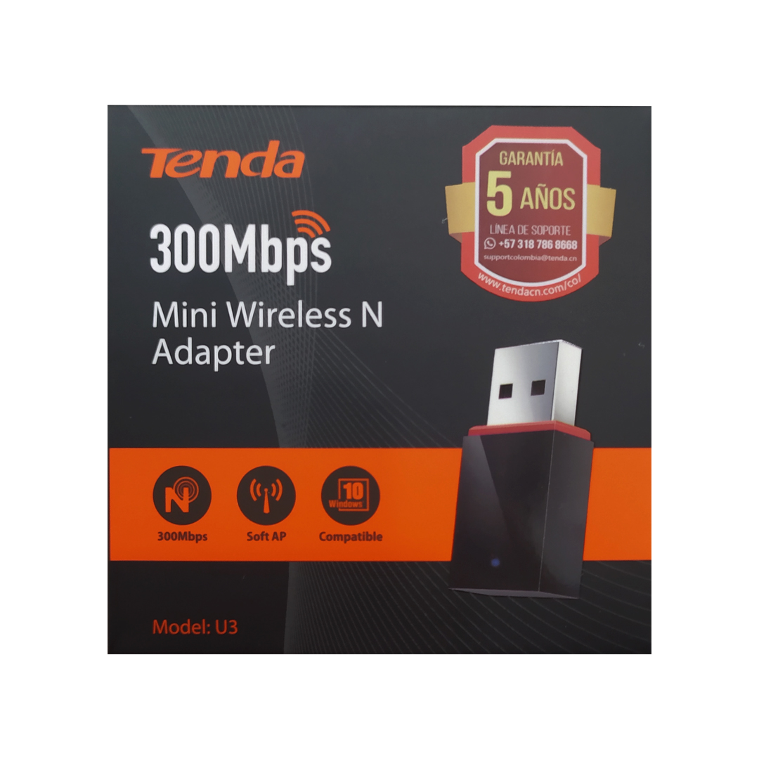 (1074) Adaptador Wireless  Usb 300 Mbps Tenda