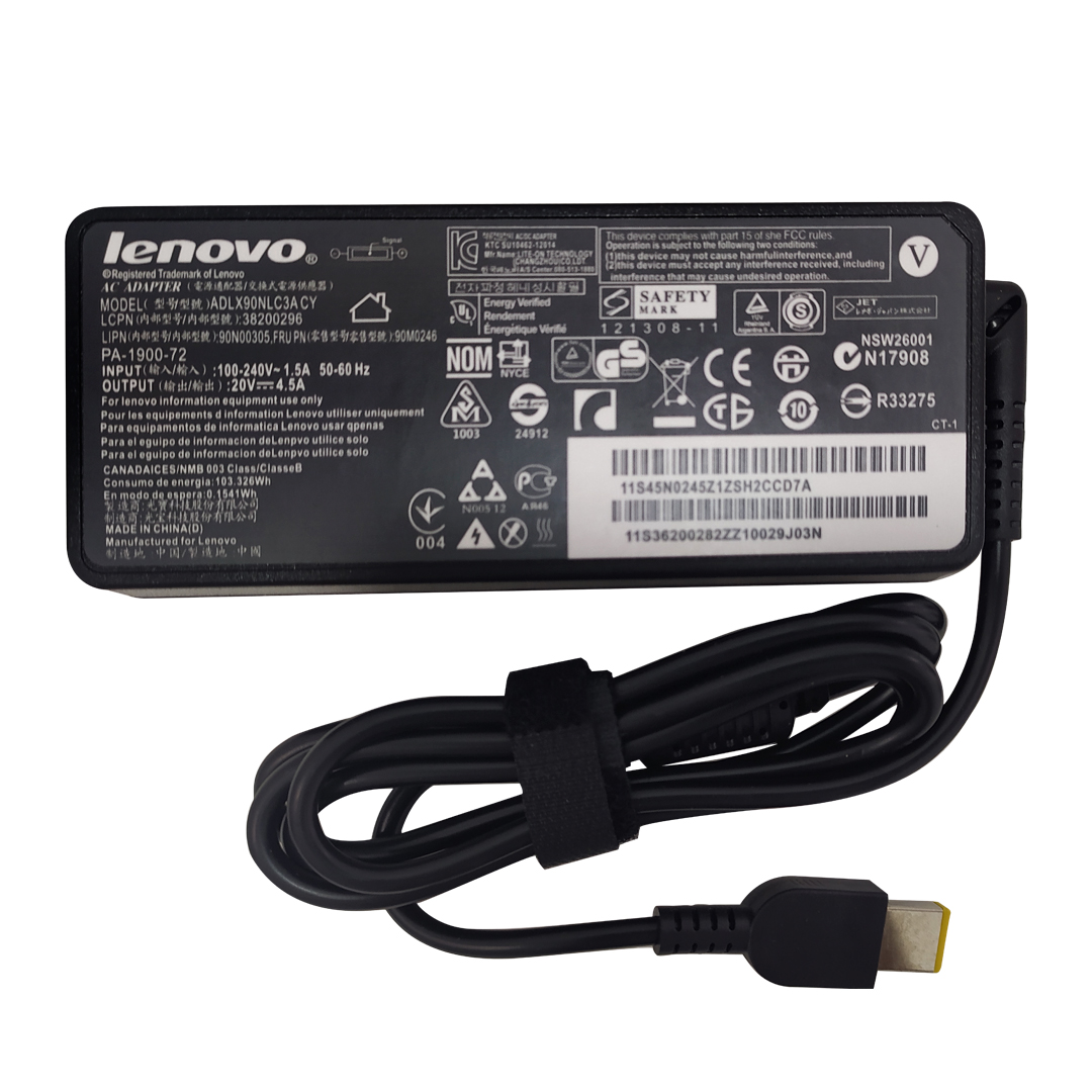 (1292) Cargador de laptop lenovo punta cuadrada 20V 4.5A  PIN 11x5.5mm