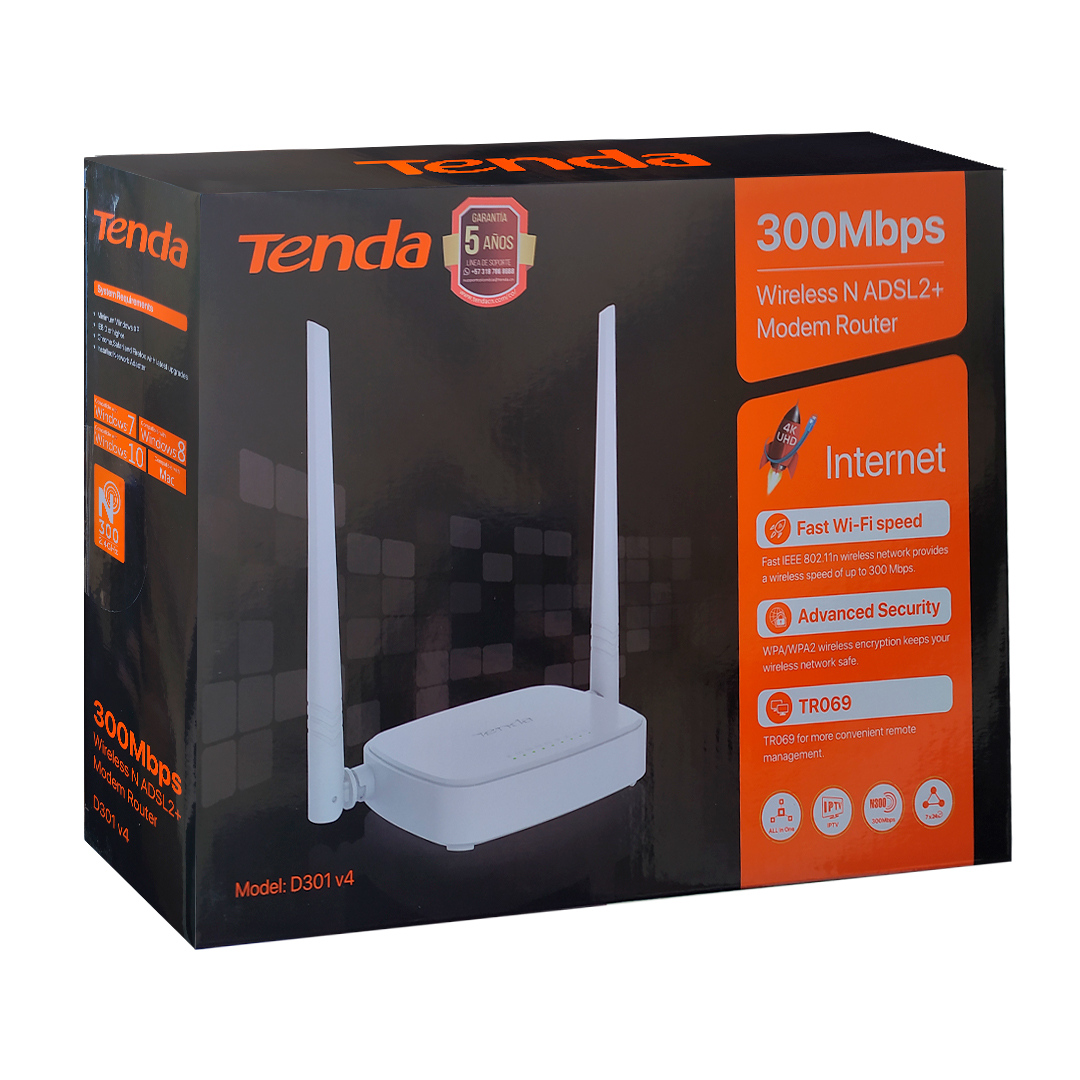 (1488) Modem Router Tenda D301 V4 para línea Cantv