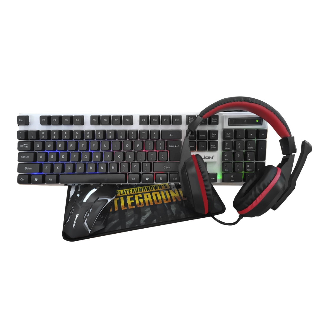 (1593) Kit teclado mouse usb con luces, audifono mouse pad 4 en 1