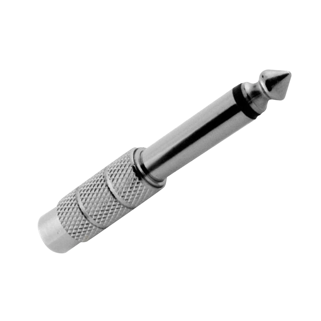 (1826)  Adaptador 1 rca hembra a plug 6.3MM macho mono plateado