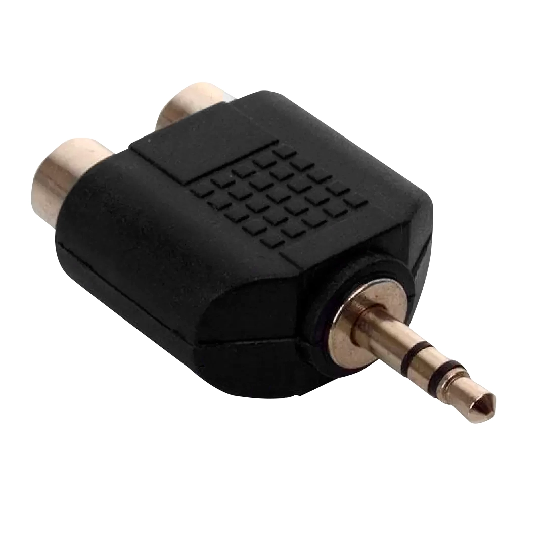 (1828)  Adaptador 2 rca hembra a plug macho 3.5mm