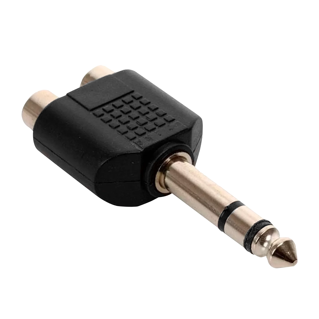 (1829)  Adaptador 2 rca hembra a plug macho 6.3mm estéreo