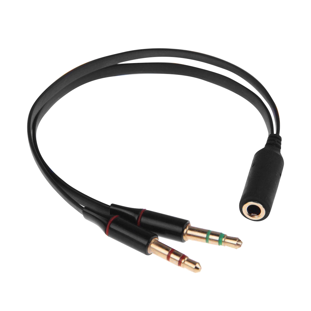 (1832) Adaptador cable y para audífono y micrófono 2 macho 1 hembra auxiliar