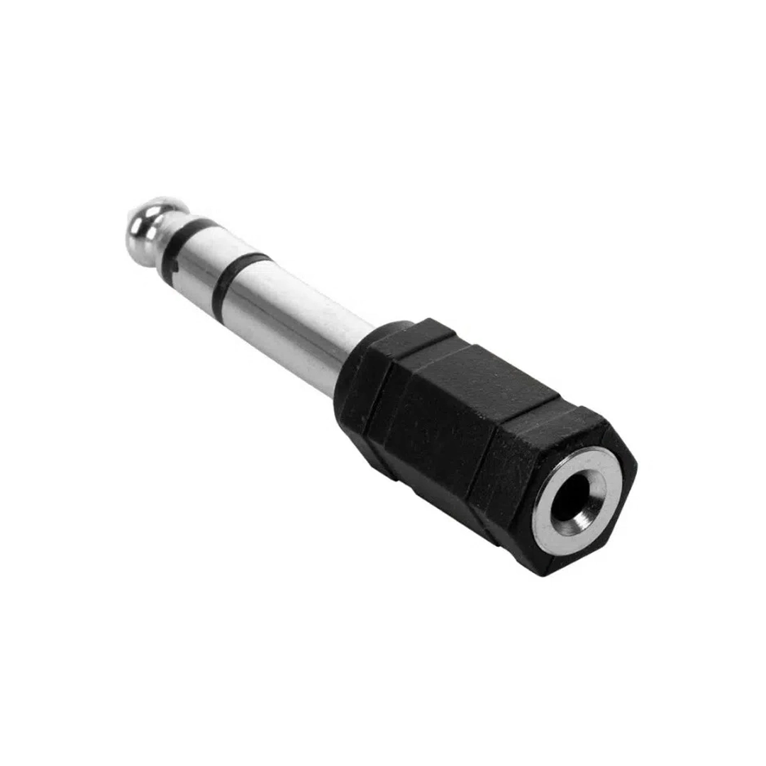 (1841) Adaptador plug 3.5mm hembra a plug macho 6.3mm plástico