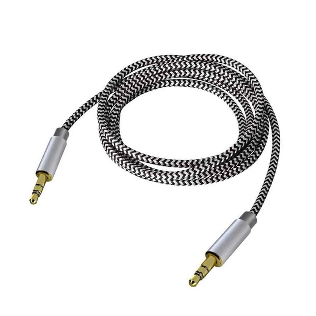 (1927) Cable auxiliar 3.5mm macho a macho alta calidad punta dorado naylon 100cm
