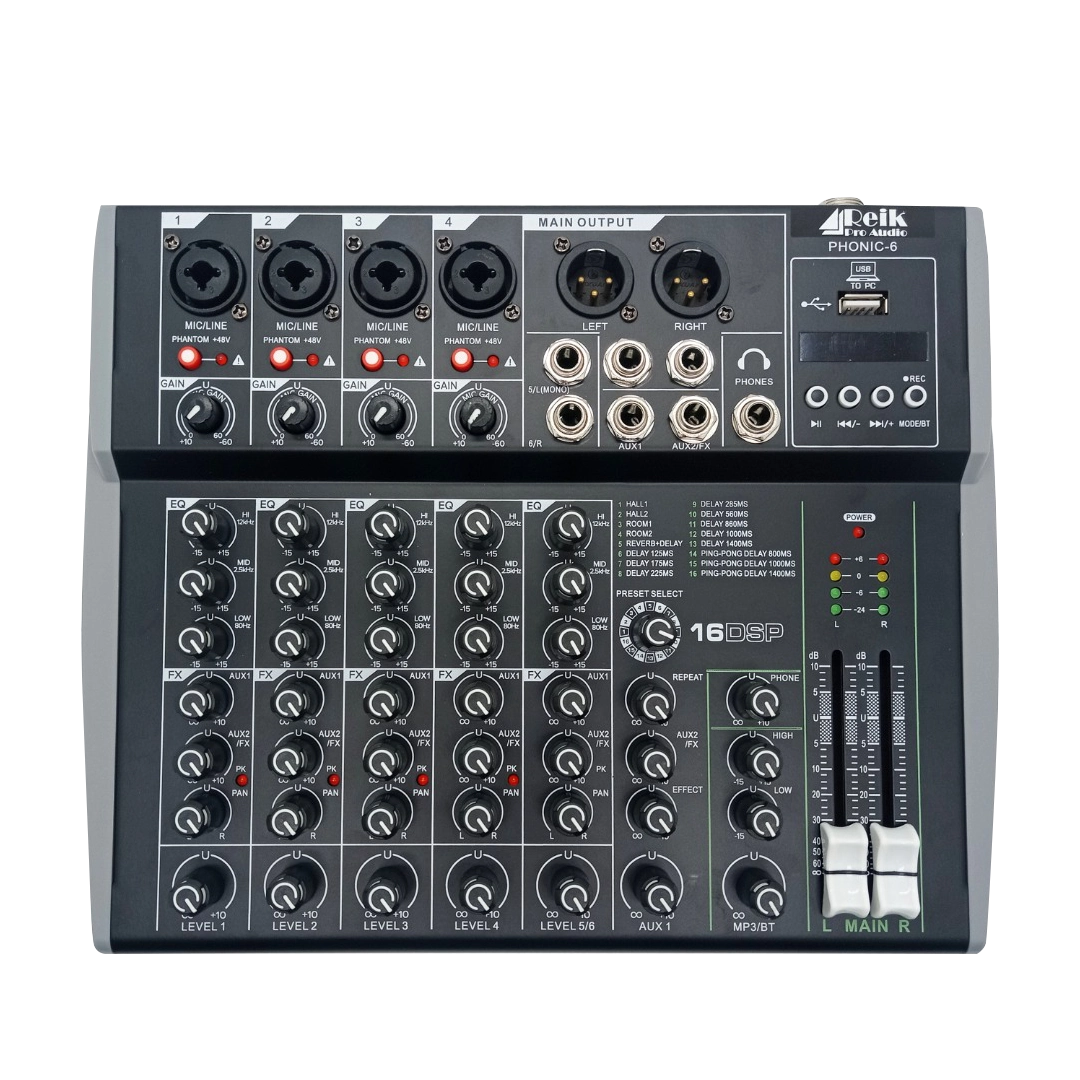 (2069)  Consola pasiva 6 canales reikpro phonic-6 16 dsp usb