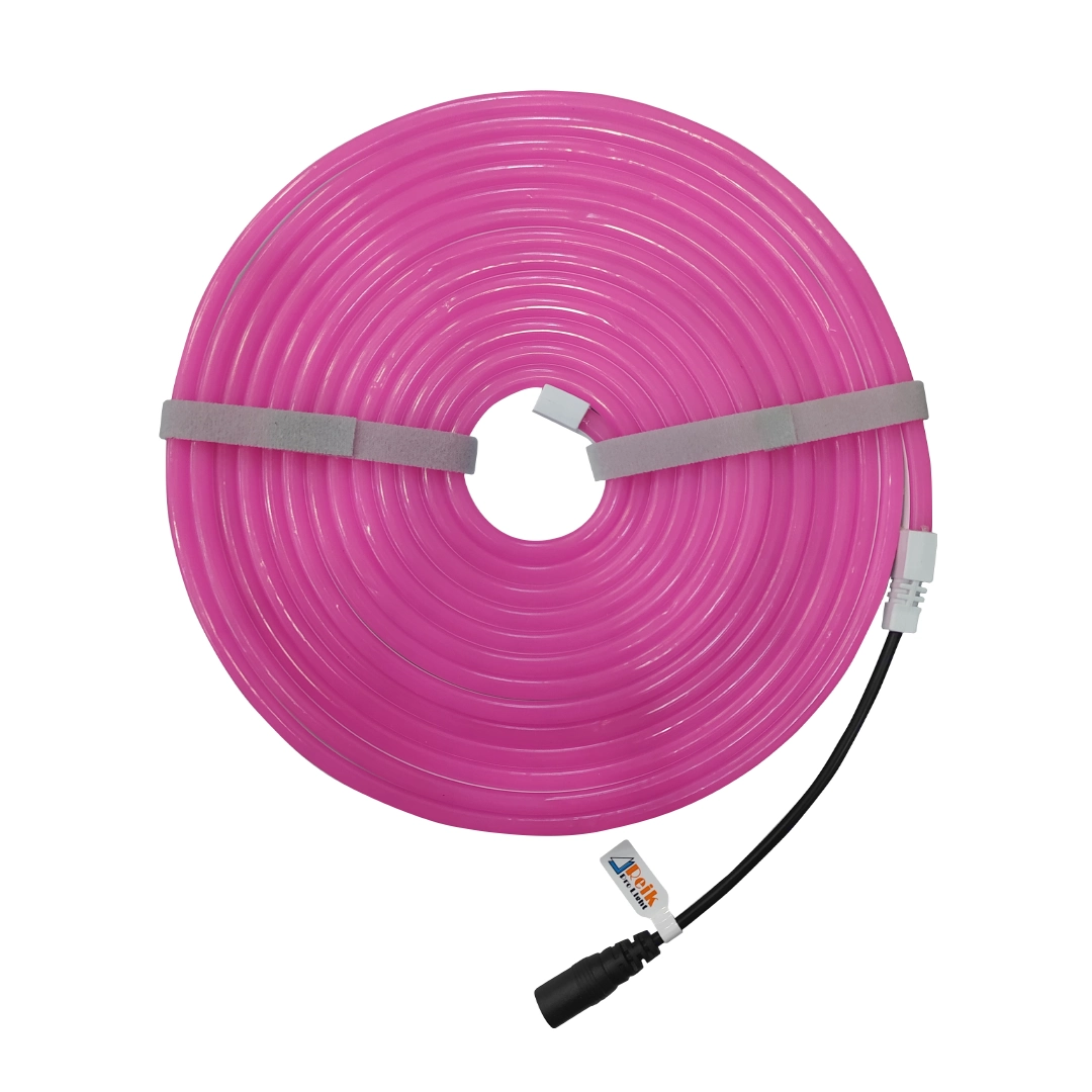 (2303) Cinta led rosado neon flexible 12V 5mts anti agua 6X12mm Sin transformador