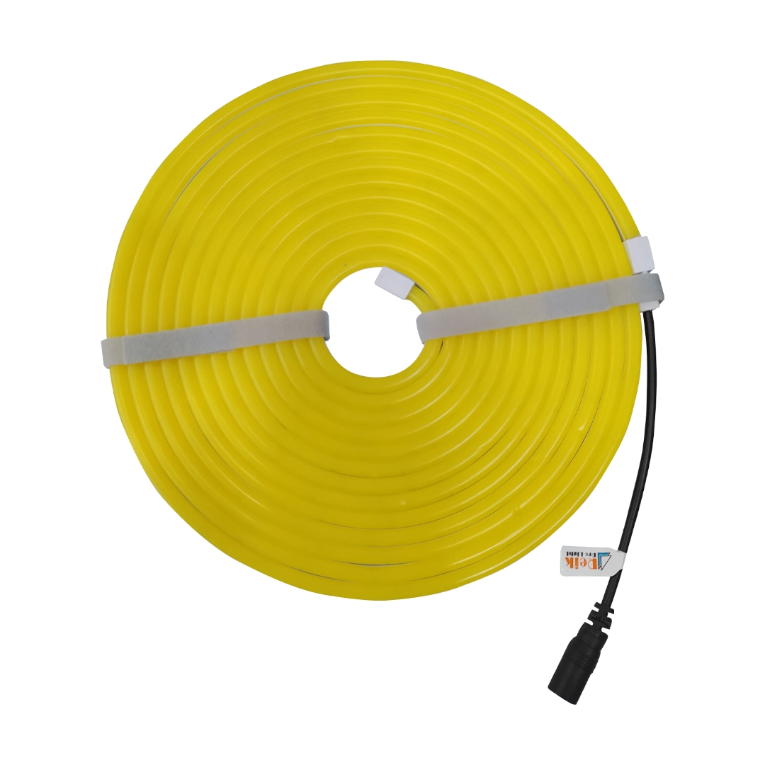 (2297) Cinta led amarillo neon flexible 12V 5mts anti agua 6X12mm Sin transformador