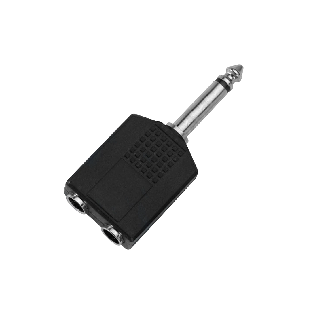 (2342)  Adaptador 2 plug hembra 6.3mm a plug macho 6.3mm mono