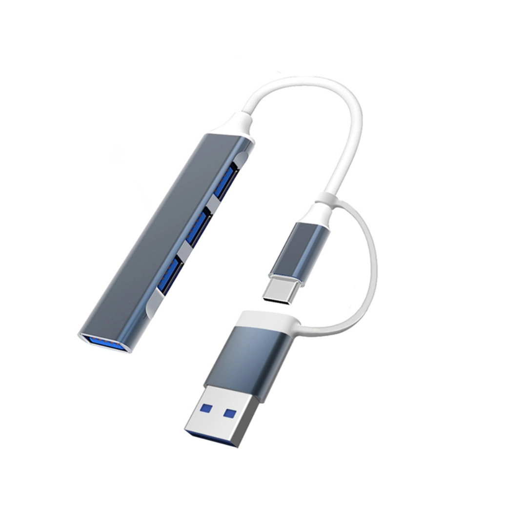 (2423) Hub metalico multipuerto USB y USB C a 4 puertos usb metálico