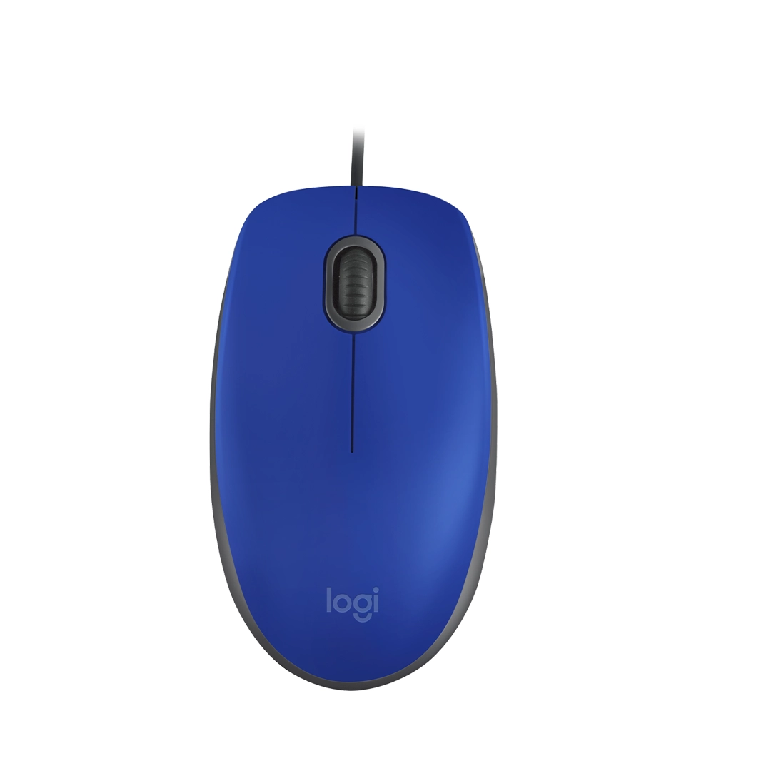 (17) Mouse Logitech alámbrico M110S Óptico, silencioso,  3 botones azul