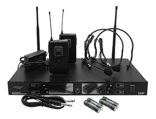 (2824) Microfono cintillo inalambrico profesional dual uhf   marca larksonic f-18