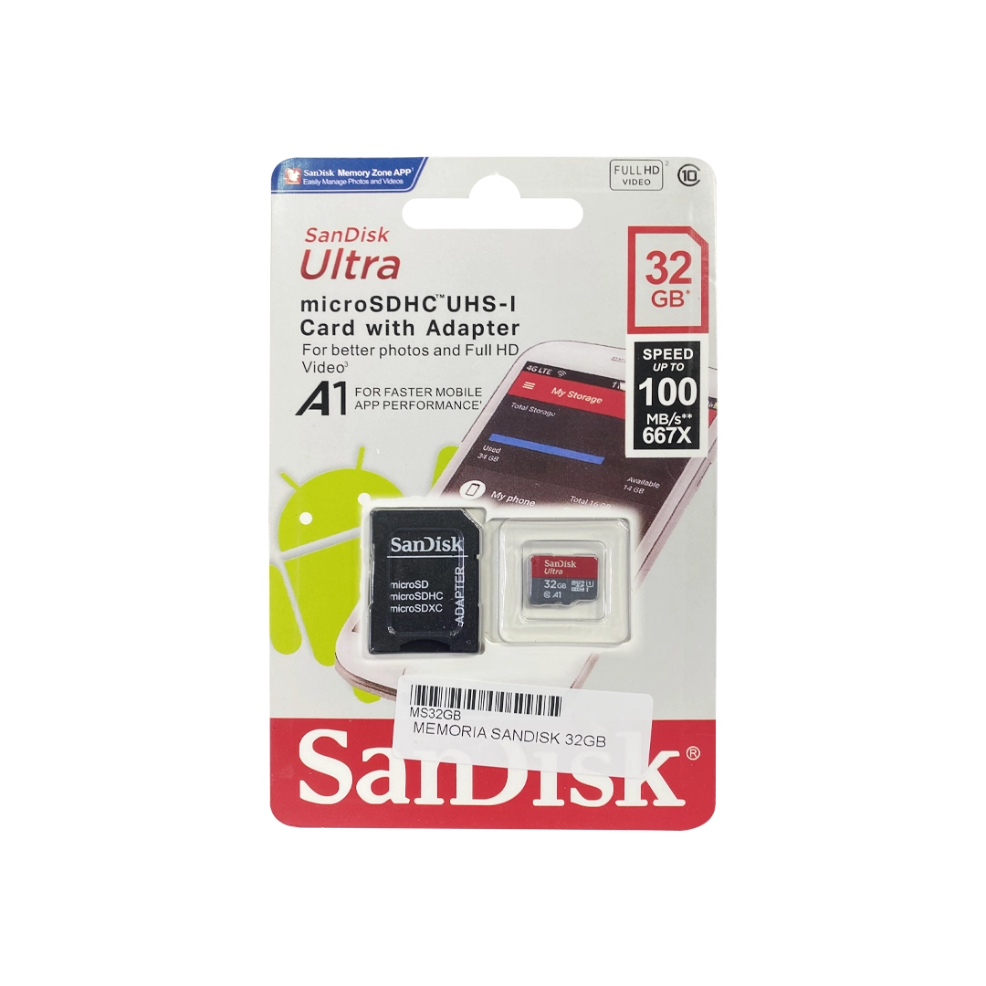 (2233) Memoria 32g micro sd  clase 10 marca sandisk
