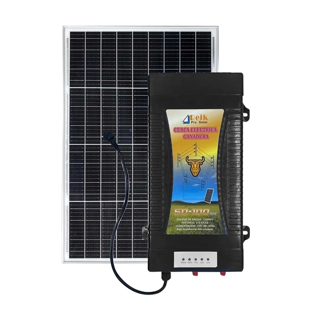 (3098) Kit de cerca electrica ganadera con bateria de  litio 12v 20ah y panel solar para 50-100km