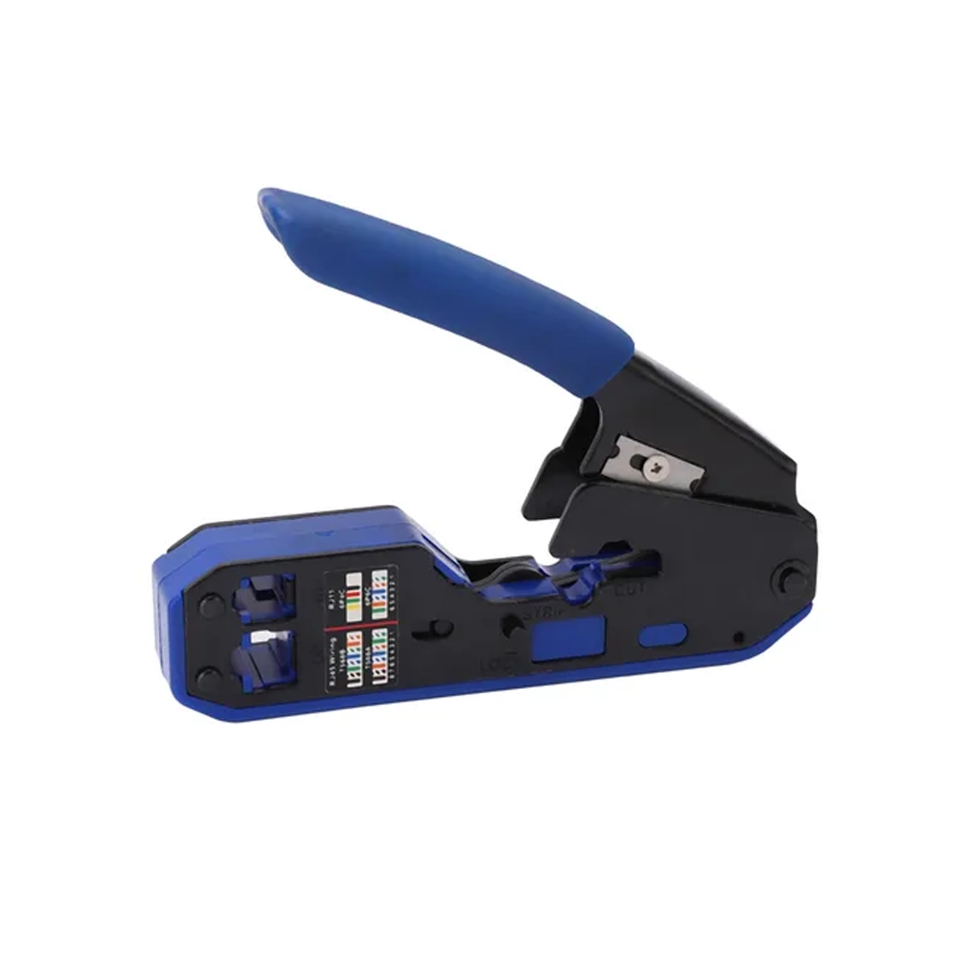 (3260) Crimpeadora ponchadora pasante rj45 rj11 cat 5, 6, 7 hole tools azul