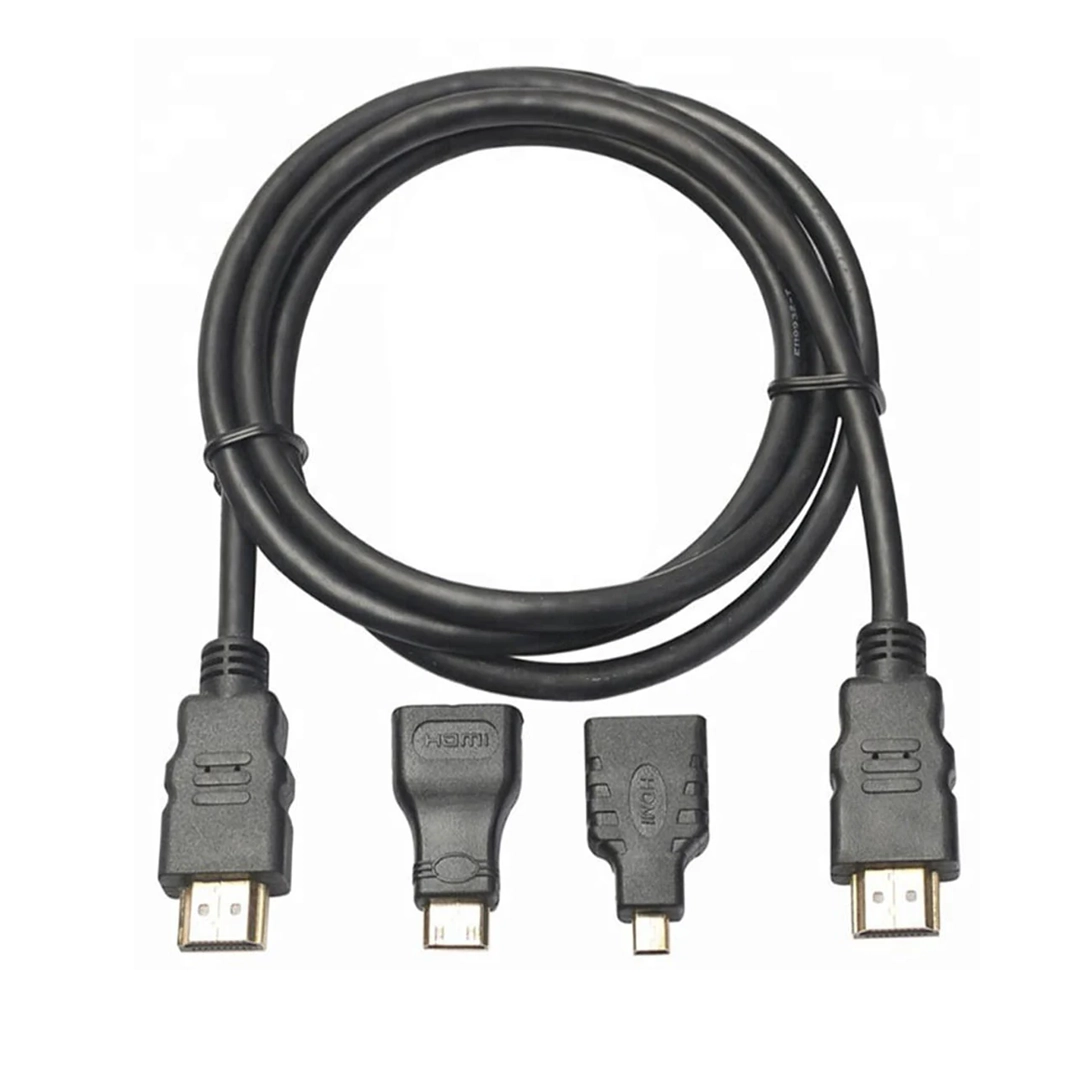 (3297) Cable hdmi 1,5 metros 1080p con adaptador mini hdmi y micro hdmi