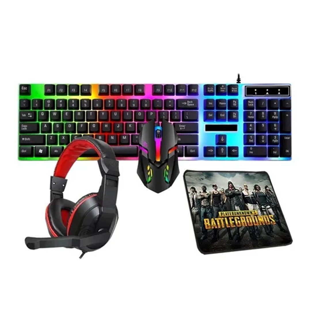 (2558)  Kit combo gamer teclado y mouse audifono mouse pad usb con luces 4 en 1  jk-988