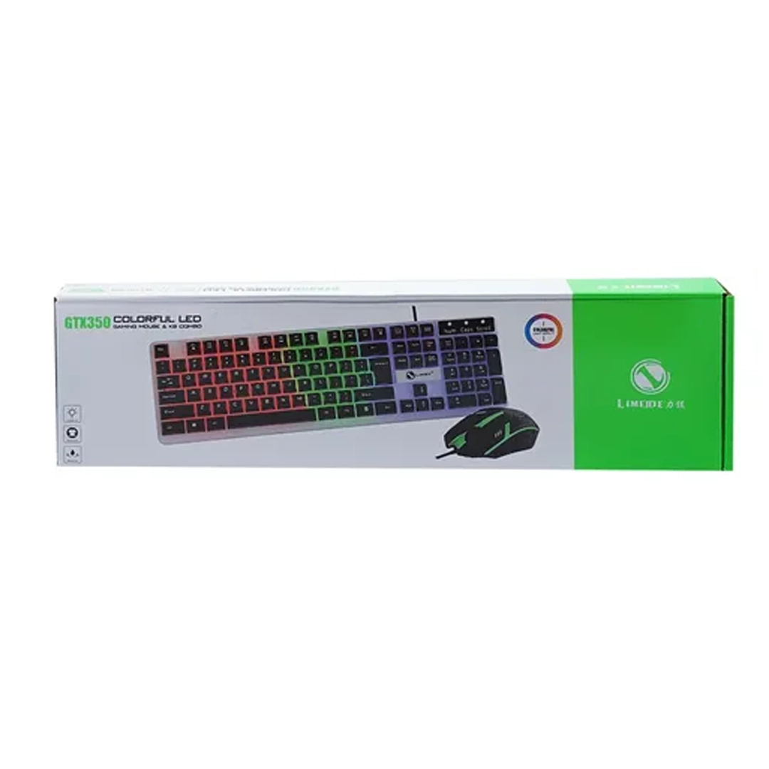 (3454) Kit teclado y mouse usb gamer rgb lemeide gtx-350
