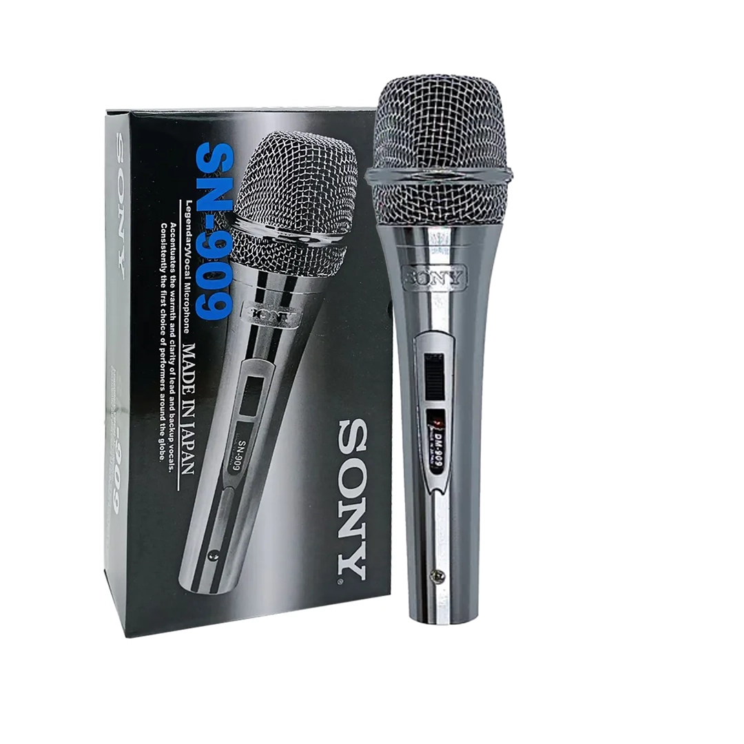 (3490) Microfono profesional alambrico de mano sony sn909 plateado con cable 4mts