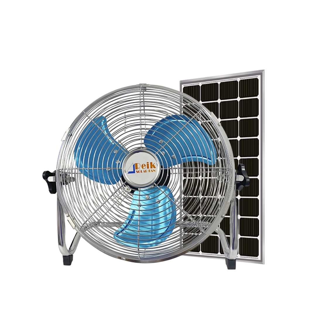 (3584) Ventilador recargable portatil con panel solar 12  pulgadas bateria litio