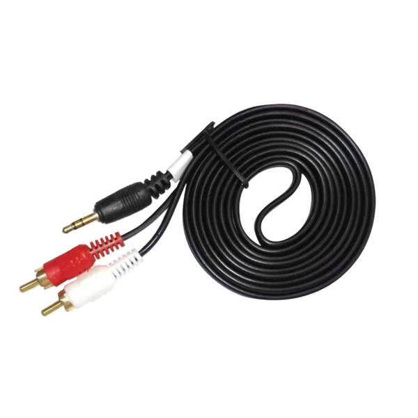 Cable 2rca a plug 3.5mm macho estéreo punta dorado 3 metros