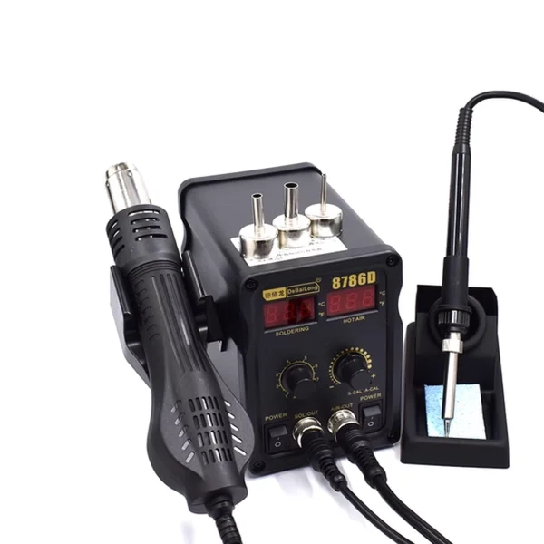 Kit estacion de calor y soldadura digital 2 en 1 110v 8786d