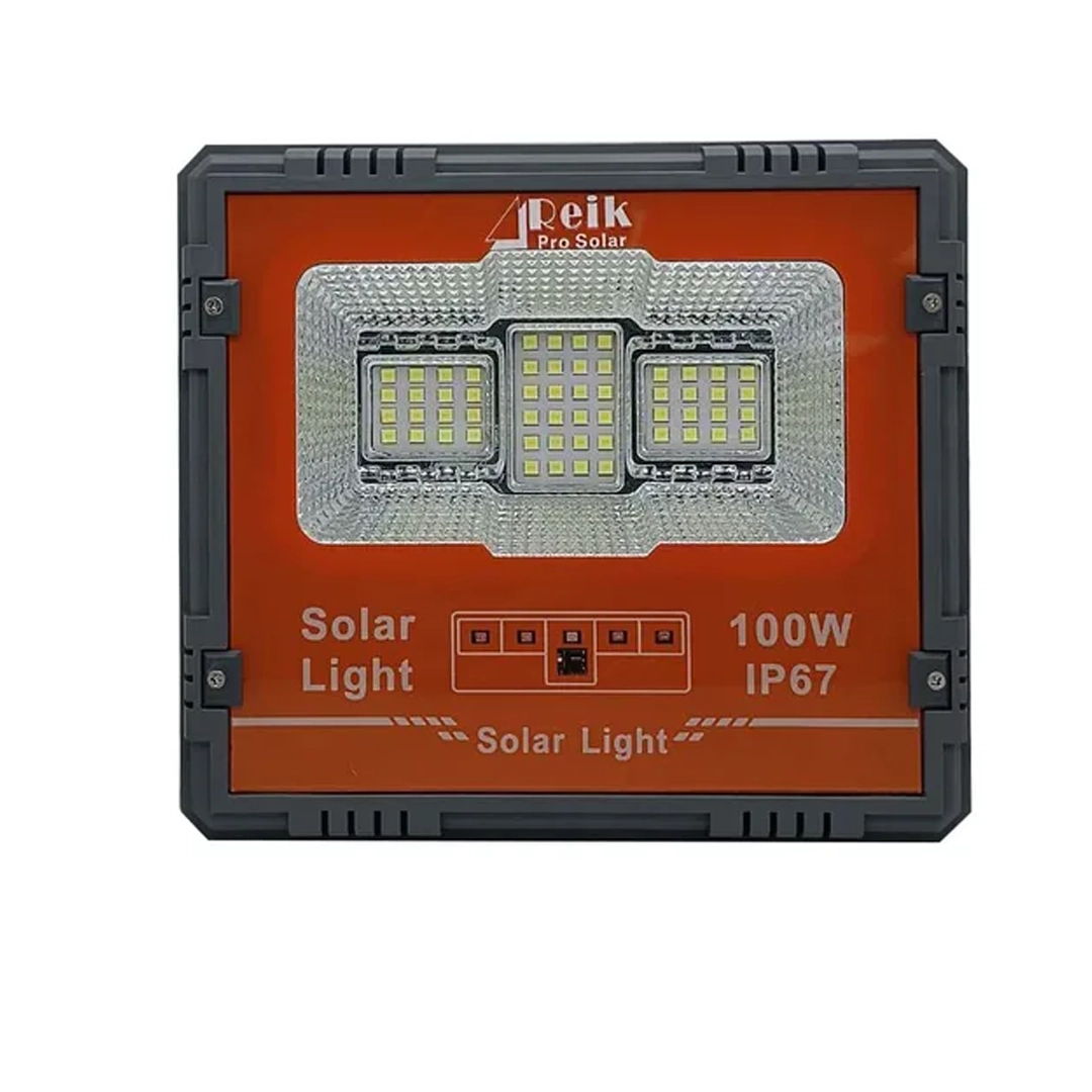 1751496448-1.webp Reflector led recargable con panel solar 100w naranja wj-100w - Image 1